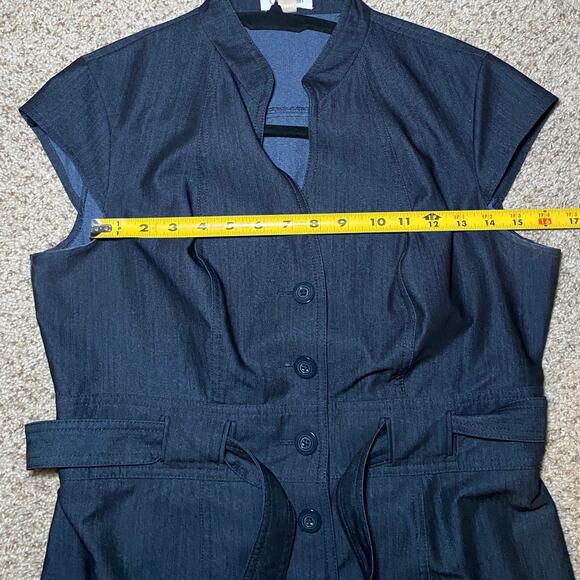 Calvin Klein - Dark Blue Denim Dress with Tie Belt - 12Petite - Picture 10 of 14